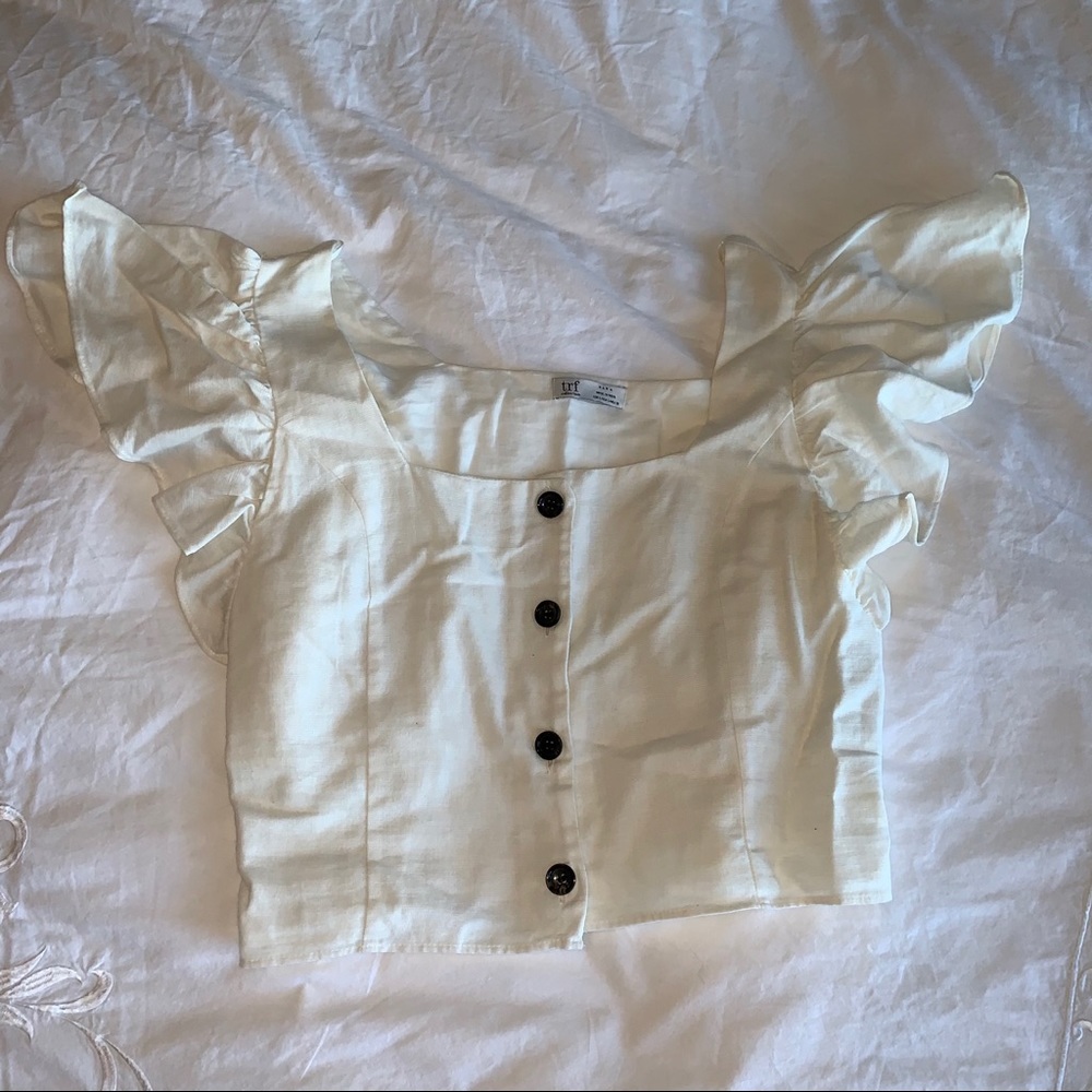 Zara button crop top linen